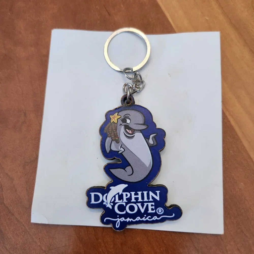 Dolphin Cove Jamaica 🇯🇲 Souvenir‎ Keychain - Wood Mascot Charm